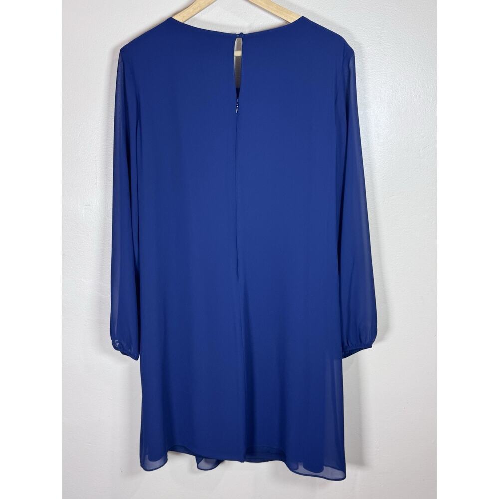 NWT Nine West Sheath Dress Sheer Sleeve Navy Boat Neck Formal Size 12 MSRP $79 - Picture 6 of 12